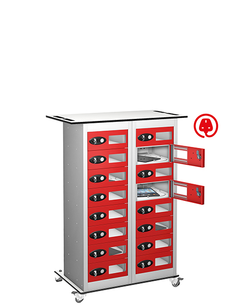 Probe 16 doors red trolley tabbox charging locker